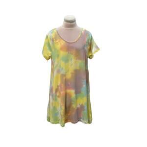 NWT KIWI & PUNCH Pastel Tie Dye Cover Up Dress UPF 50 LARGE Beach Resort Wear
